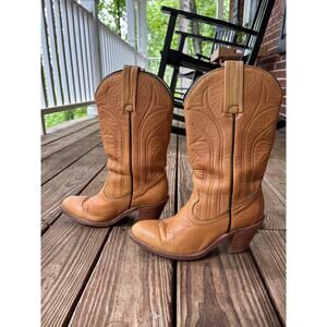 Vintage Frye Tan Western Boots Size 8 - Cowboy Cowgirl  Boots